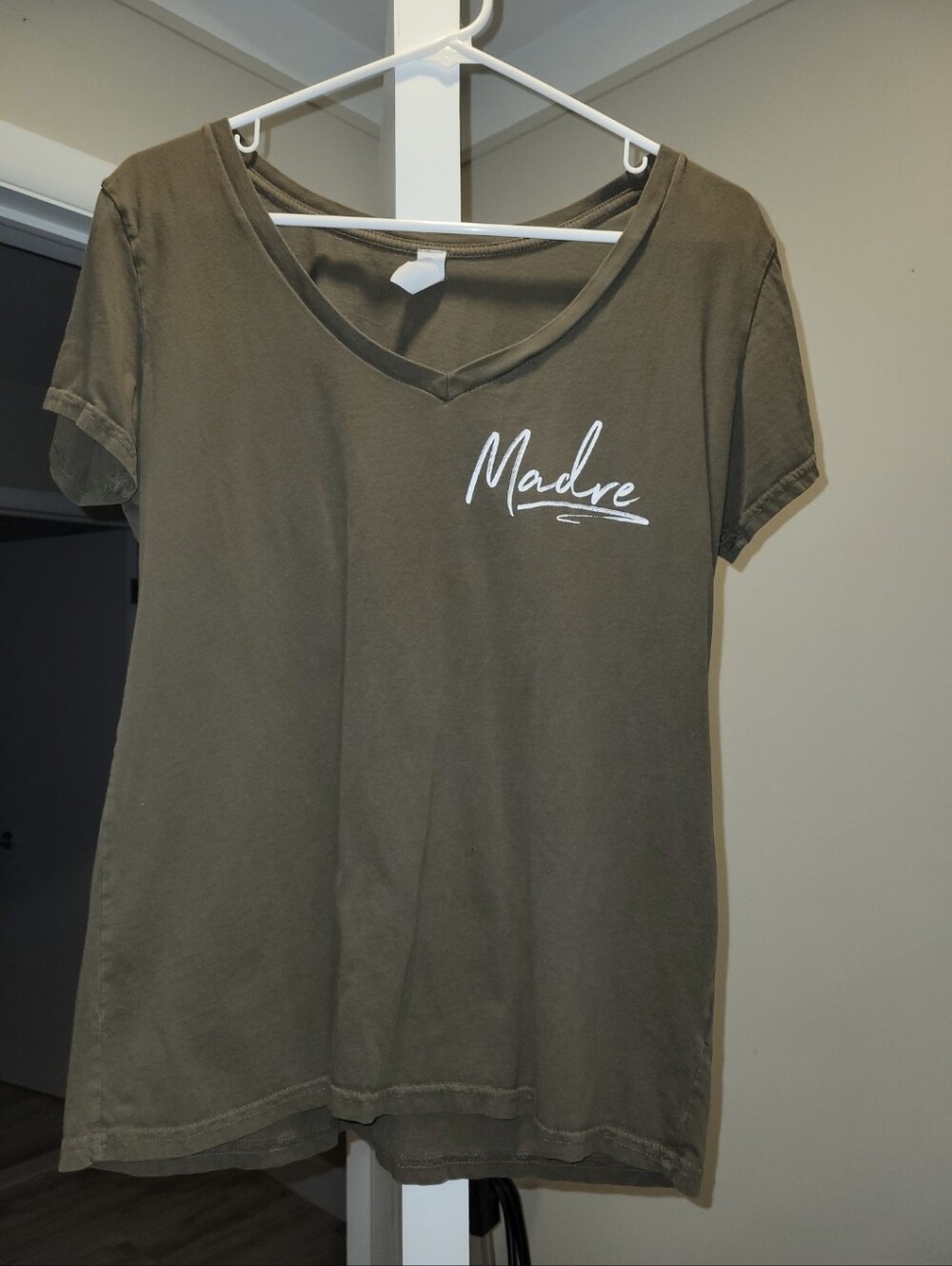 Women's Olive Green V-Neck Top